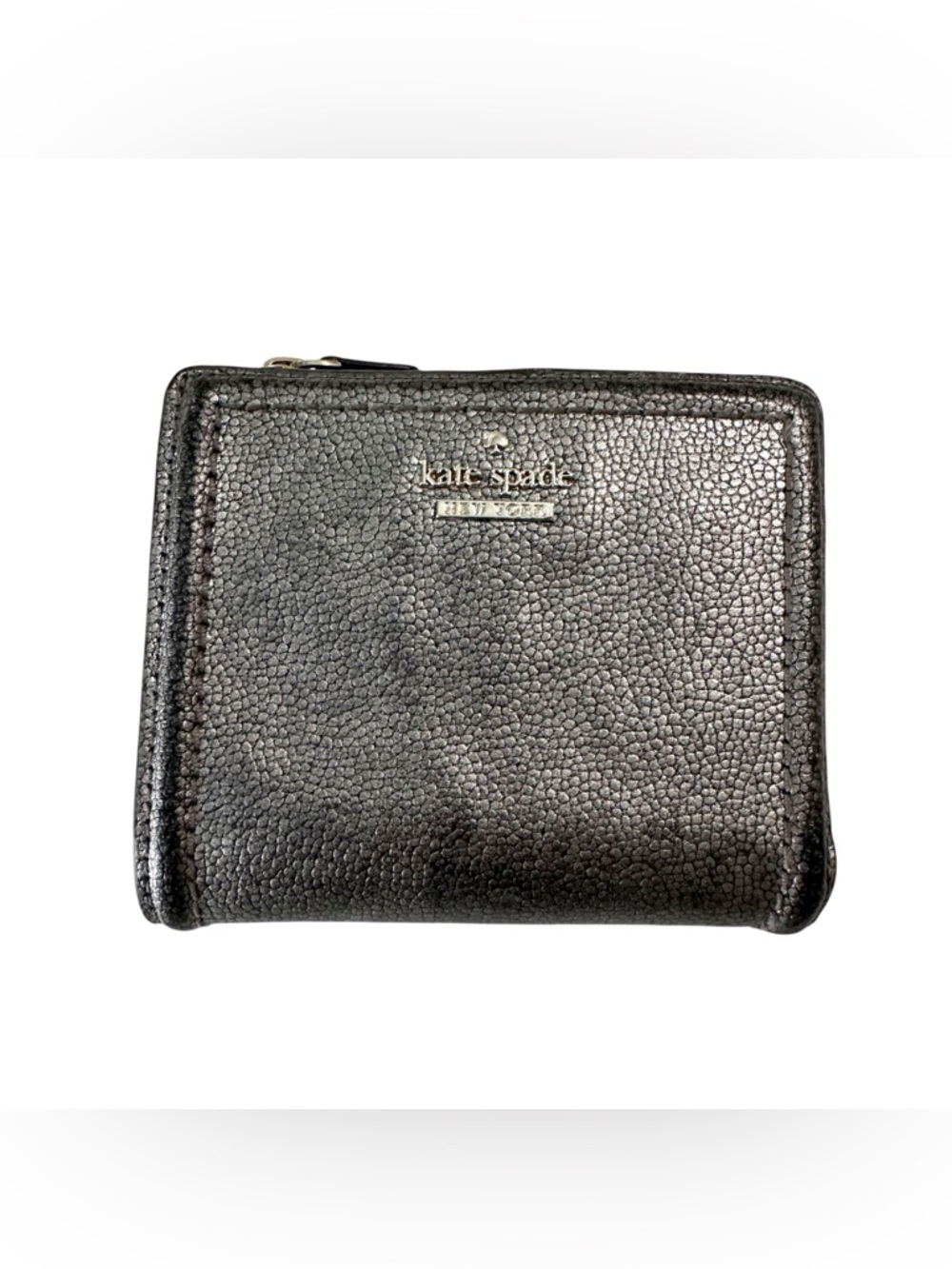 Kate Spade Silver Pebbled Leather Zip Wallet